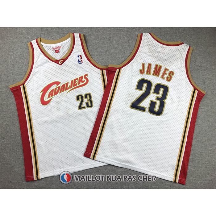 Maillot Enfant Cleveland Cavaliers LeBron James NO 23 Mitchell & Ness 2003-04 Blanc